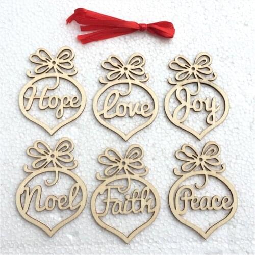 6PCS Christmas Decorations Wooden Christmas Tree Decorations Ornaments Xmas Tree Hanging Tags Pendant