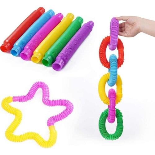 6pc Kids Fidget Toys Autism Sensory Tubes Stress Relief Early Development Educational Folding Anti-Stress Squeeze Toy симпл димп