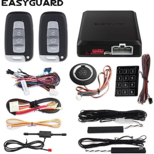 EASYGUARD PKE car alarm system for car central lock with remote control remote starter push start system engine start stop DC12V