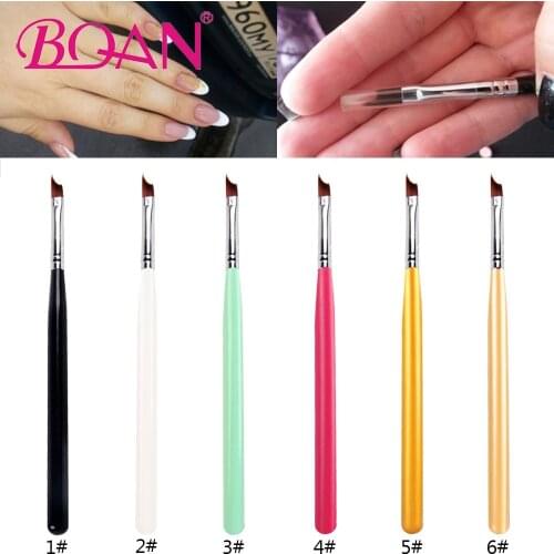 BQAN 1 Pc #6 Nail French Brush UV Gel Nail Painting Drawing Polishing French Tips Manicure Pen Brush Half Moon Brushes Design