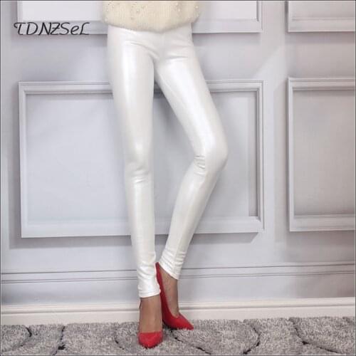 Black PU Trousers High Waist Women Winter Thicken Warm Slim Faux Leather Pants Pencil Lady Soft Stretch Seamless Leggings 4XL