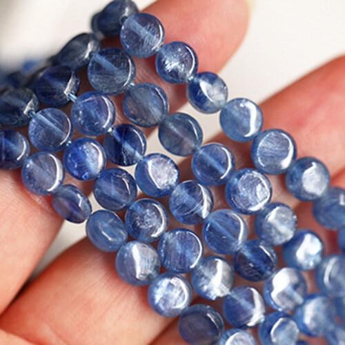 12-16mm Coin Shape Blue Kyanites Natural Stone Beads For Jewelry Making Beads 15'' Needlework DIY Beads Bracelets