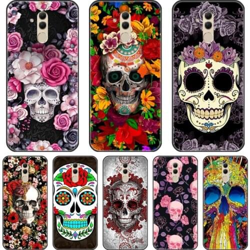 Cases For Huawei Mate 7 8 9 10 20 Lite Skull Rose Skeleton Flower Silicone Back Cover For Huawei Mate 9 10 20 Pro Phone Case