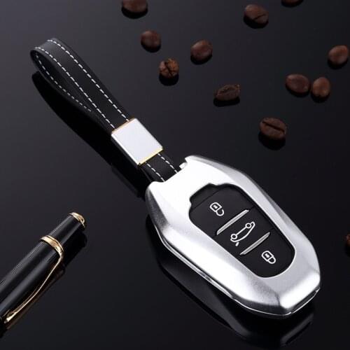 Aluminum Alloy Car Key Case Keyless Entry Remote Shell Cover Holder Keychain for Peugeot 408 308 3008 301 2008 508 4008 5008