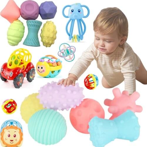 Baby Toys 0 12 Months Baby Rattle Ball Safe Newborn Rattle Toys Soft Silicone Baby Teether Educational Rattle Teether Toys Gifts