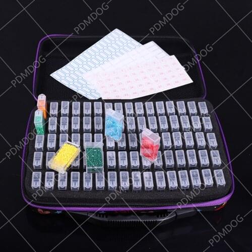 DIY 80 Bottles box diamond painting box embroidery accessories diamond inlaid suitcase container storage box portable tool bag