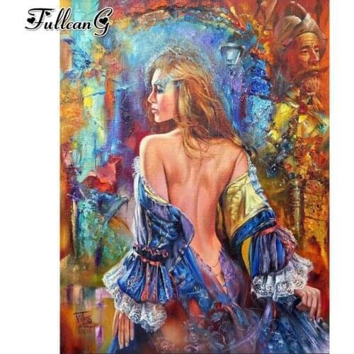 FULLCANG Fantasy girl abstract art mosaic 5d diy diamond painting full square round drill rhinestone embroidery kits FG0031