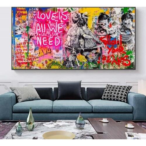 Banksy Street Graffiti Art Oil Painting on Canvas Boys Girls Wall Art Posters Prints Wall Pictures for Living Room Home Decor