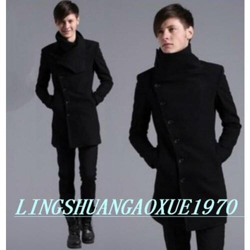 Hot sell ! Black autumn winter casual High quality wool coat men coat Single-breasted overcoat men trench coat youth M - 3XL