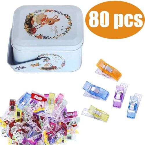 KAOBUY 80 PCS Colorful Quality Multicolor Patchwork Quilting Sewing Clips Perfect For Sew Binding Crafts Paper Work with Box