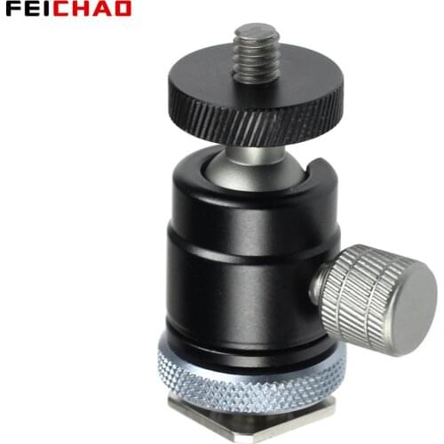 Hot Shoe Mount Mini BallHead 360 Panoramic Monitor Holder Camera Pan Tilt 1/4'' Cold Shoe Adapter for Tripod Light Flash Bracket