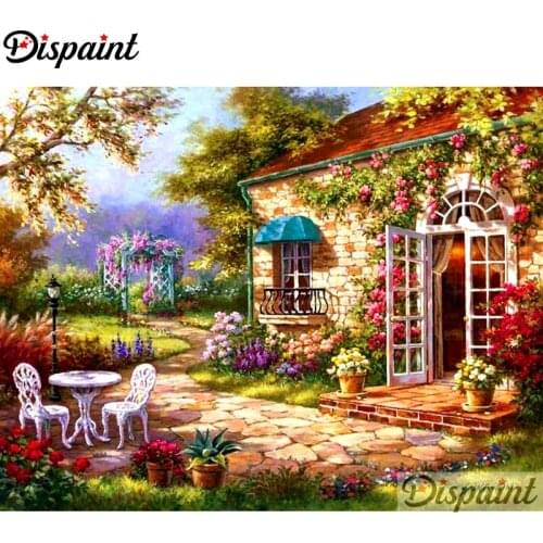 Dispaint Full Square/Round Drill 5D DIY Diamond Painting "House flower" Embroidery Cross Stitch 3D Home Decor A10533