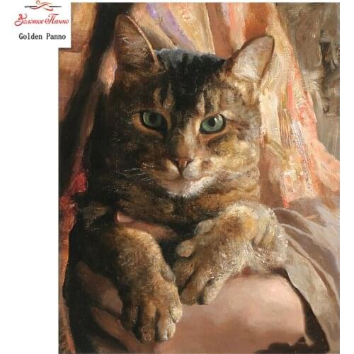 Golden Panno,DIY Needlework Counted Cross Stitch Set Embroidery Kit 14CT 11CT animal cat Pattern Cross-Stitching 08