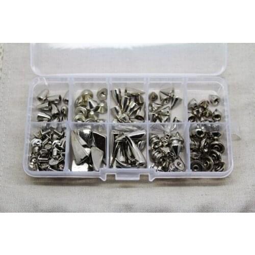 85 set Solid METAL SCREW FIX PUNK SPIKE STUDS Silver Gold Black Punk Leather Craft Rivets set