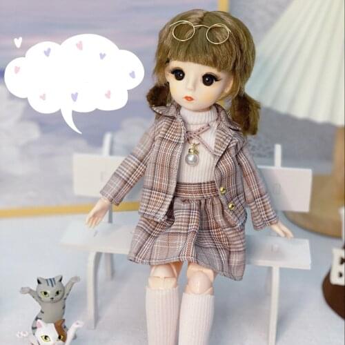 New 1/6 BJD Doll Clothes Suit 30 CM BJD Doll DIY Dress Up Fashion Plaid Dress Skirt Clothes Suit For Girls Birthday Toys Gifts