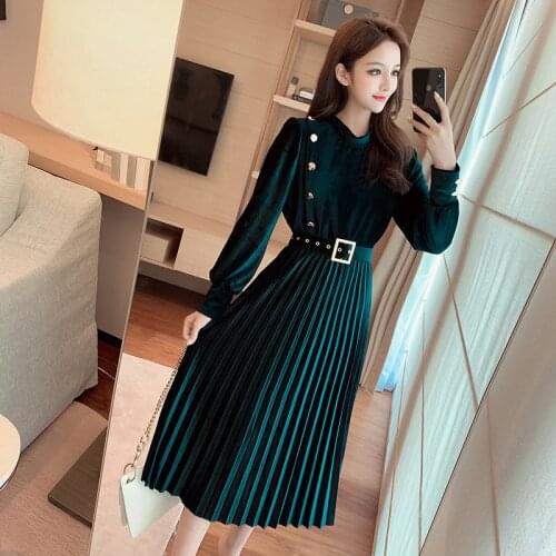 New arrival comfortable thick warm fresh solid formal dress temperamental high quality elegant vintage cute long a-line dress