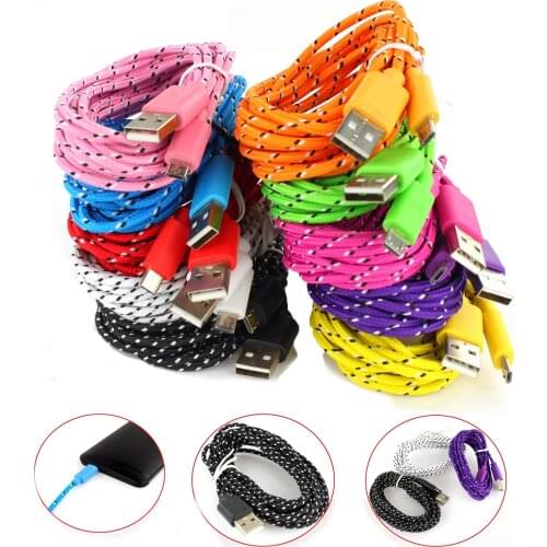 Flat Braided USB Sync Data Charger Cable for Samsung HTC Sony Nokia LG Blackberry Motorola I P hone Micro USB