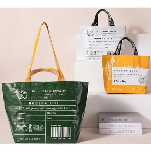 Portable Supermarket Shopping Bag Folding Waterproof, Dirty Resistant, Large Capacity Hand- Held Single-Shoulder Storage Bag