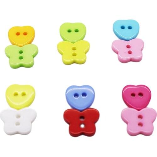 Mixed different design Resin Buttons For Scrapbooking 2 Holes Decorative Buttons For Sewing Craft Heart and Butterflies Botones