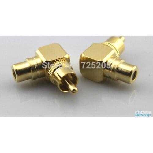 RCA Male to Female HIFI AV Amplifier Speakers RCA Subwoofer Right Angle Adapters 24K Gold-plated Pure Copper DIY Free Shipping