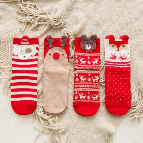Christmas Socks Women Cartoon Funny Socks Winter Breathable Cotton Elastic Tube Socks Soft Hocok Calcetines Woman socks