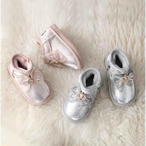 Childrens Snow Boots Winter 2021 New Fashion Rabbits Hair Warm Girls' Princess Glow In The Dark Cotton Shoes 1-15 Years Old