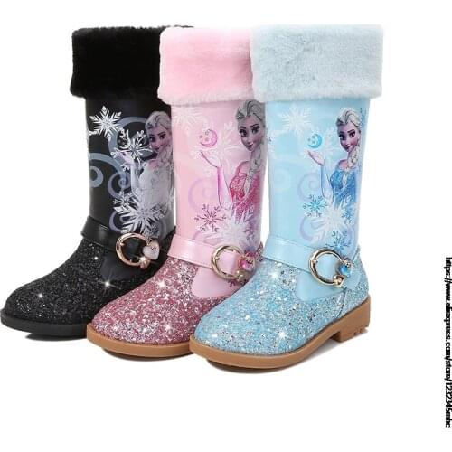 Disney autumn winter frozen new girls boots little girl Princess elsa boots plus velvet warm children snow boots Birthday Gift