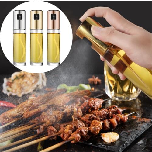 Stainless Steel Olive Oil Sprayer Cooking Pot Dispenser Drops Leak-proof BBQ Oil Pump Glass Bottle Kitchen Spray Oil Tools Oil