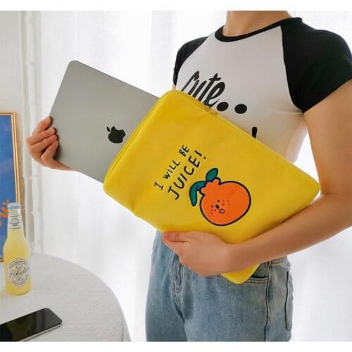 Bentoy Milkjoy cute orange Handbag 10.5 11inch Mac ipad Case Holder Cute Korea Fashion iPad Bags Cotton Soft Travel Business