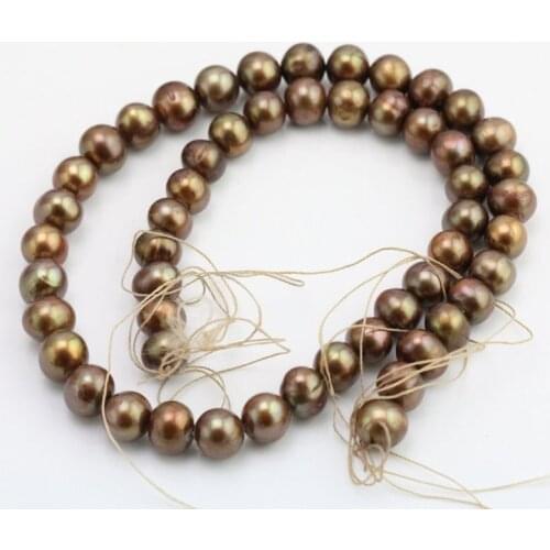 Unique Pearls jewellery Store,Charming Loose Pearl Jewelry 8mm Brown Freshwater Pearl,15inches One Full Strand DIY Jewelry