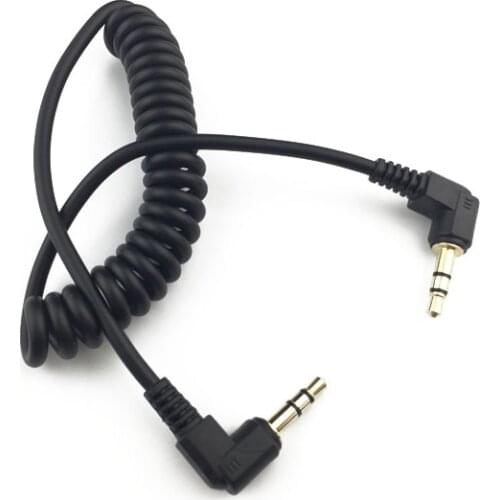 Universal Audio Line 3.5mm Male To Male Stereo Elbow PU Spring Line Car Audio Cable Flexiable Wire