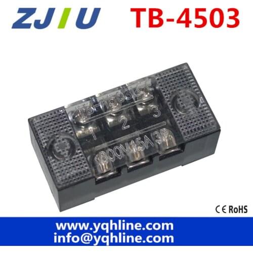 High quality 600V 45A Dual Row 3P 3 Positions Screw Connector Electric Barrier Terminal Block Strip 5pcs TB4503