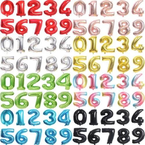 16/32/40inch Number Foil Balloons rainbow Rose Gold Balloons Inflatable Balls Birthday Party Decoration Kid Wedding Balloon