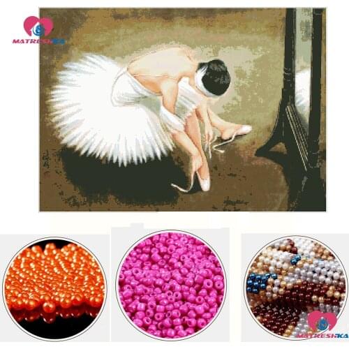 Beads embroidery Ballet dancer figure beadwork decor crafts beads cross stitch accessories pearl embroidery Partial embroidery