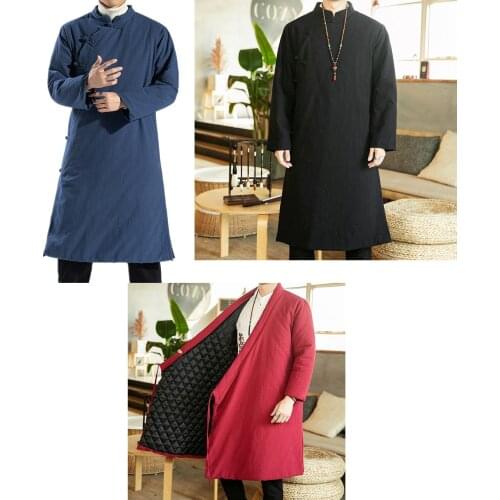 High quality cotton&linen Winter warm taoist kung fu robe uniforms wushu martial arts tai chi gown clothing coat Wing Chun suits