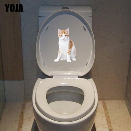 YOJA 14.5*22.2CM Modern BedRoom Art Home Decor Wall Decal Cat Animal Toilet Sticker T3-0415