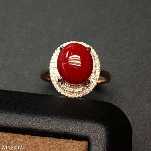 KJJEAXCMY fine jewelry natural red coral 925 sterling silver new women adjustable gemstone ring support test luxury fashion