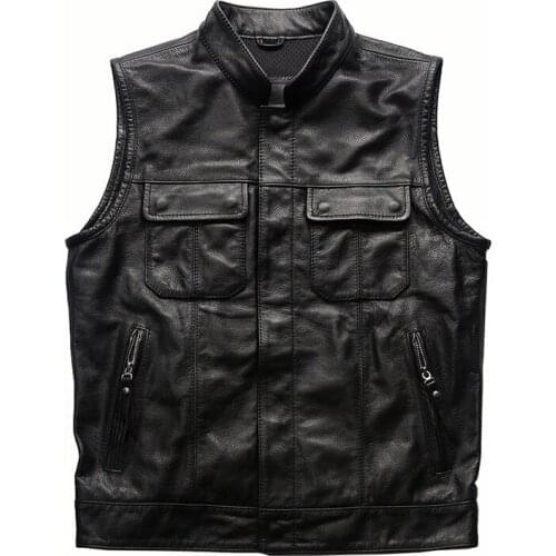 2021New Genuine Leather Vest Mens Large Size 7XL Locomotive Top Layer Cowhide vest