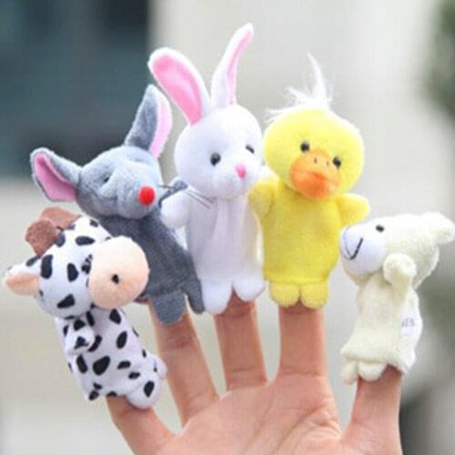 10pcs / Iot Of Cartoon Animals Velvet Puppet Finger Small Animal Rag Doll Storytelling Babies Early Childhood Toys