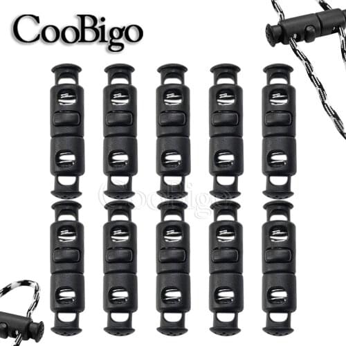 100pcs 2 Hole Cord Lock Stopper Plastic Black for Paracord Rope Hat Clothes Garment Shoelace Clamp DIY Accessories