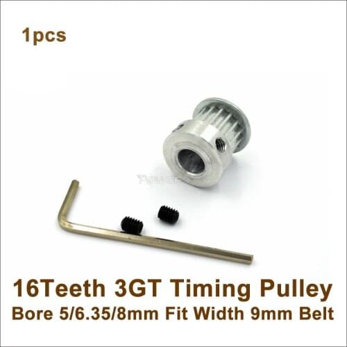 16 Teeth 3GT Timing Pulley Bore 5/6.35/8mm Fit W=9mm 3GT Timing Belt 20T 20Teeth GT3 Timing Belt Pulley 3D Printer