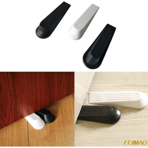 2pcs Door Wedge Shaped Plastic Door Stops Non-Slip Black Door Buffers for Office