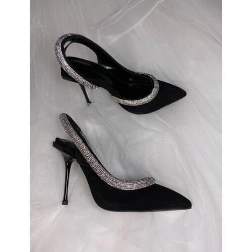 2020 fashion ladies dress Shoes crystal High Heel Pointed Toe Wedding Shoes slip on Pumps bling bling diamonds shoes thin heel