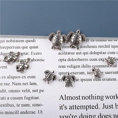 5pcs/lot Alloy Silver Turtle Pendants Buttons Ornaments Jewelry Earrings Bracelet Necklace Brooch Hair DIY Jewelry Accessories