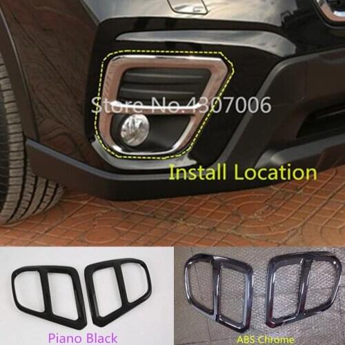 Car Styling Cover Trim Front Head Fog Light Lamp Frame Stick Parts Decoration 2pcs For Subaru Forester 2018 2019 2020