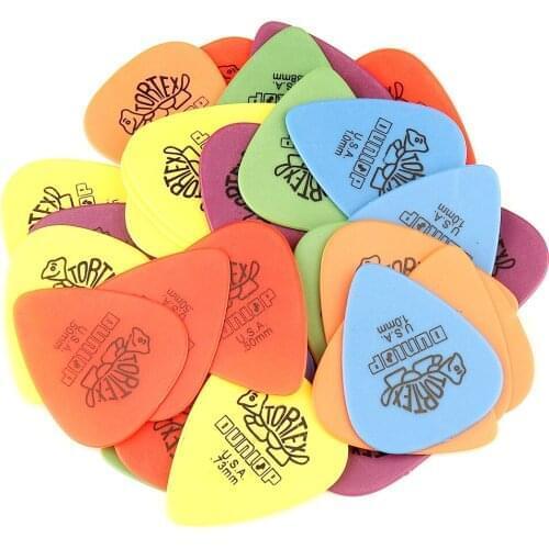 Free Shipping 100pcs Dunlop Guitar Picks For Electric Guitar Bass Parts Accessories 6 Kinds Of Thickness Plectrum