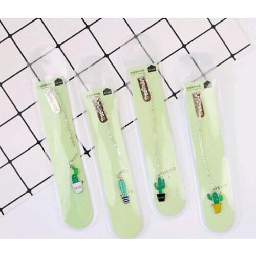 Free shipping24 pcs/lot cactus metal pendant bookmarks for book kawaii animal book markers page holder gift cute Stationery