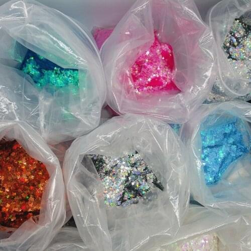 50G / Bag Glitter Nail Sequins Holographic 3D Nail Art Flakes Colorful Glitter Sticker Nail Art Design Makeup DIY Decoration Kit