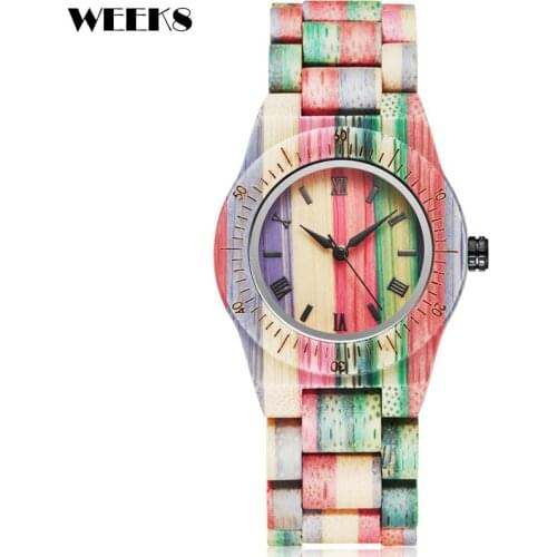 Colorful Bamboo Wood Watch for Women Quartz Wristwatch Strap Ladies Watches No LOGO Dropshipping Clock Female Relogio Feminino