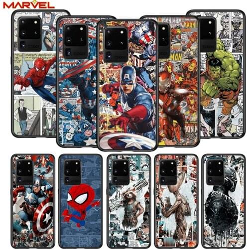 Spiderman captain america for Samsung S20 FE Ultra Plus A91 A81 A71 A51 A41 A31 A21S A72 A52 A42 A02S Soft Black Phone Case